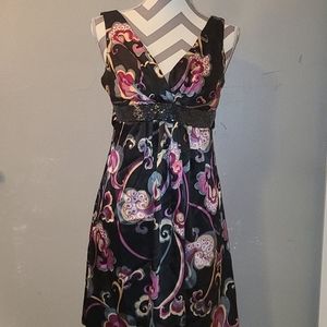 Black floral dress, size 5/6